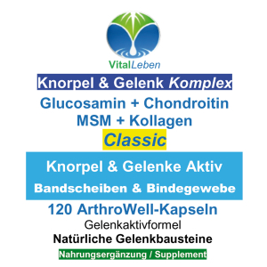Knorpel & Gelenke Komplex ArthroWell 120 Kapseln mit Glucosamin Chondroitin MSM Kollagen.