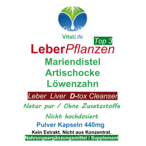 Leber Pflanzen TOP 3 Mariendistel + Artischocke + Löwenzahn 120 Kapseln
