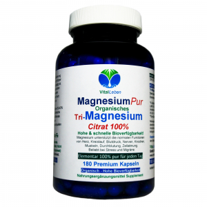 Tri-Magnesium Citrat Organisches Magnesium Pur 180 Pulver-Kapseln